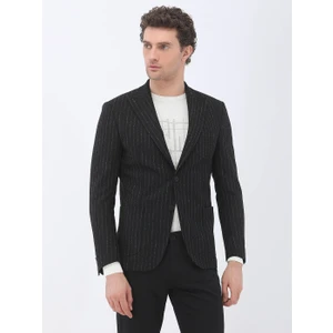 Siyah Çizgili Modern Fit Ceket