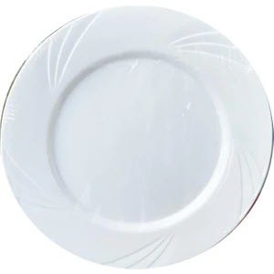 Kullan At Parti Davet Sunum Servis Plastik Sert Mika Tabak - 26 Cm. - Beyaz - 6 Adetlik Paket