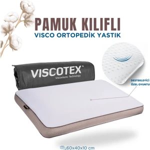 Pamuk Kılıflı Small Visco Ortopedik Yastık, Kahverengi, 60X40X10 cm
