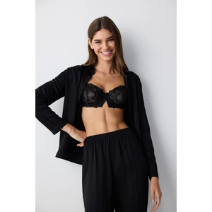 Carrie Dark Siyah Gömlek Pantolon Pijama Takımı