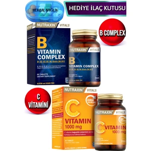 B Complex 60 Vitamin Tablet + Nutraxin C Vitamin 1000 Mg 30 Tablet + İlaç Kutusu