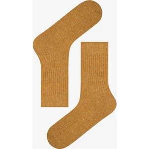 Erkek Ribbed Sarı Soket Çorap