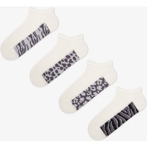 Zebra Mix Burun Dikişsiz 4lü Patik Çorap