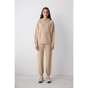 Bej Kapitone Detay Marita Sweatshirt - Saude Koleksiyonu