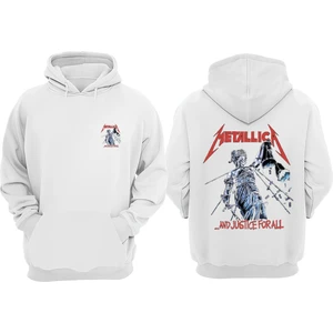 The Wert Unisex Metallica Heykel Tasarım Ön Arka Baskılı Normal Kalıp Beyaz Sweatshirt