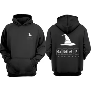 The Wert Unisex Gandalf Tasarım Ön Arka Baskılı Normal Kalıp Siyah Sweatshirt