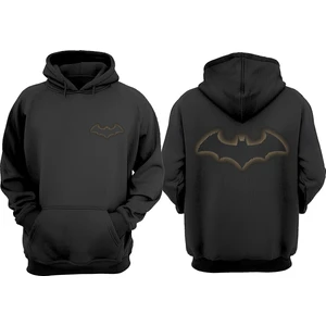 The Wert Unisex Batman Yarasa Tasarım Ön Arka Baskılı Normal Kalıp Siyah Sweatshirt