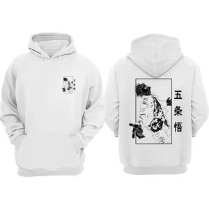 The Wert Unisex Jujutsu Kaisen Gojo Satoru Haykırış Tasarım Ön Arka Baskılı Normal Kalıp Beyaz Sweatshirt