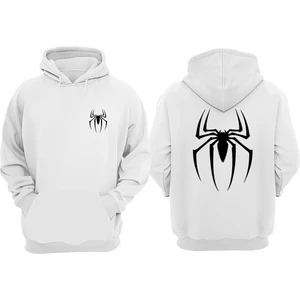 The Wert Unisex Örümcek Spider Çizim Tasarım Ön Arka Baskılı Normal Kalıp Beyaz Sweatshirt