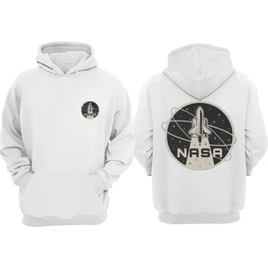 The Wert Unisex Nasa Rocket Tasarım Ön Arka Baskılı Normal Kalıp Beyaz Sweatshirt
