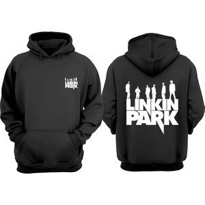 The Wert Unisex Lınkın Park Tasarım Ön Arka Baskılı Normal Kalıp Siyah Sweatshirt