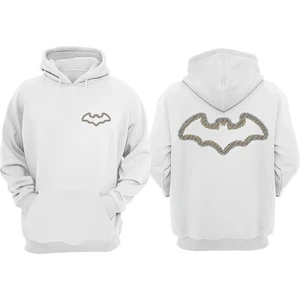 The Wert Batman Yarasa Tasarım Ön Arka Baskılı Normal Kalıp Beyaz Sweatshirt