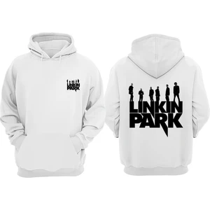 The Wert Lınkın Park Tasarım Ön Arka Baskılı Normal Kalıp Beyaz Sweatshirt