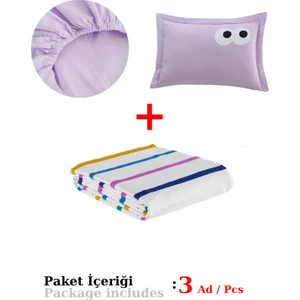 Baskılı Pike Takımı Tek Kişilik Funny Lila