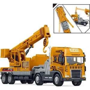 Nilly Toys Sürtmeli Işıklı Müzikli 1:24 Oyuncak Inşaat Aracı Vinç Tır
