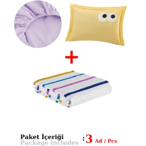 Baskılı Pike Takımı Tek Kişilik Funny Sarı