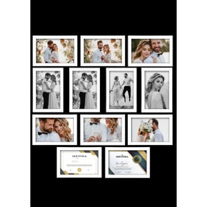 12 Adet A4 Çerçeve - Mdf 21X30 Çerçeve - Çoklu Fotoğraf Çerçevesi - Diploma Çerçevesi - Sertifika