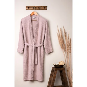 Denizli Concept  Unisex Kimono Müslin Bornoz Pudra