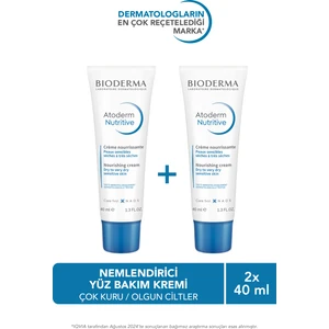 Atoderm Nutrition Çok Kuru Olgun Cilt Besleyici Nemlendirici Yüz Kremi Avokado ve Shea Yağı 2 x 40 ml