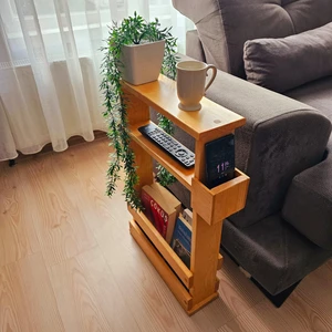 Tekir Store  Yan Sehpa Orijinal Çam Ağacı Telefon Koymalık Dergilik Koltuk Yanı Dekoratif Sehpa