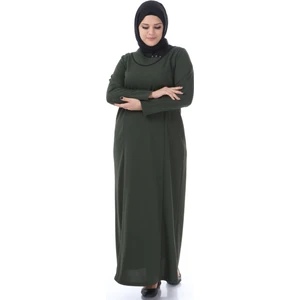 Kadın Büyük Beden Petek Kumaş Jakar Anne Elbisesi