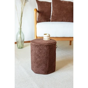 Yıkanabilir Kılıflı Puf Köşegen Silindir Ayak Pufu Orta Sehpa Koltuk Tabure Kc Teddy Kahve