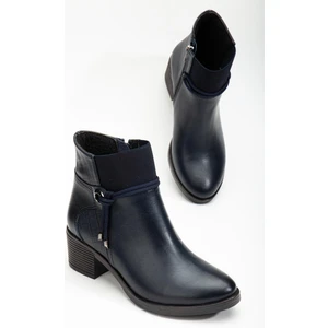 Dilimler Ayakkabı Kadın Topuklu Bot Günlük Lacivert Boğaz Elastik Kalın Topuklu