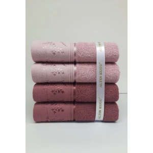 Ditsy Havlu 4 Adet - Pembe Mürdüm