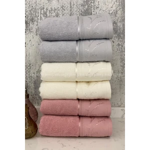 Ditsy El-Yüz Havlusu 6 Adet-Pembe-Krem-Gri