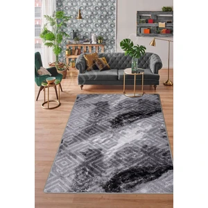 Diji Dekor Halı Antrasit  Karo Yıkanabilir  Kesme Ince Yolluk Kilim Salon Halısı Modelleri