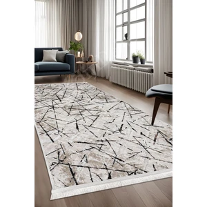 Diji Dekor Halı Vizon  Karo Yıkanabilir Saçaklı Kesme Ince Yolluk Kilim Salon Halısı Modelleri