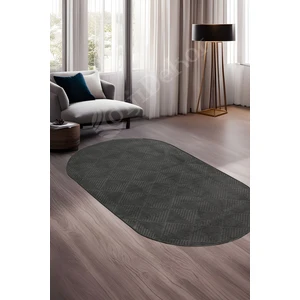 Diji Dekor Halı  Antrasit Pramit Desenli Saçaksız Oval Kesme Yolluk Kilim Salon Halısı Modelleri