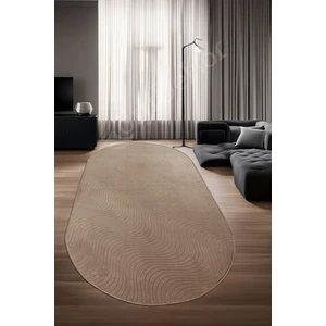Halı Cool Kahverengi Sahra Kaymaz Saçaksız Oval Kesme Yolluk Kilim Salon Halısı Modelleri