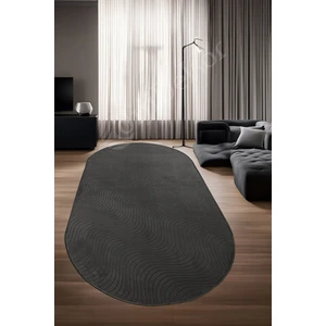 Diji Dekor Halı  Antrasit Sahra Desenli Saçaksız Oval Kesme Yolluk Kilim Salon Halısı Modelleri