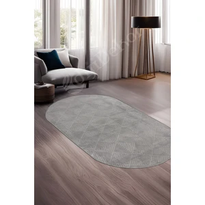 Diji Dekor Halı  Gri Pramit Kaymaz Yıkanabilir Saçaksız Oval Yolluk Kilim Salon Halısı Modelleri
