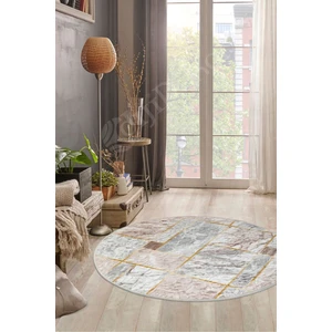 Halı Açık Vizon  Yıkanabilir Yuvarlak Delüxe Yolluk Kilim Salon Halısı Modelleri