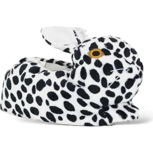 Peluş Tavşan Figürlü Kaymaz ve Ses Yapmaz Ev Panduf Beyaz - Siyah