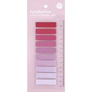 Kırmızı Mor Tonları Temalı 10 Renkli Cetvelli Index Sticker Post It GGK PCQ060