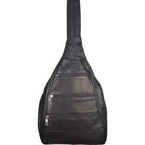 Hakiki Deri Kadın Sırt ve Omuz Çantası - Maymun Model Çok Bölmeli - Siyah