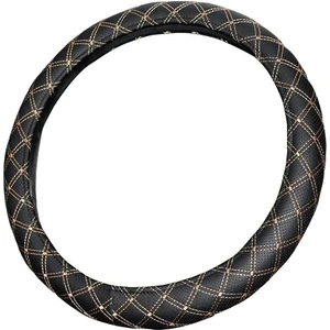 Direksiyon Kılıfı Siyah 45 cm Geçmeli Bej Nakış Tır Kamyon Midibüs