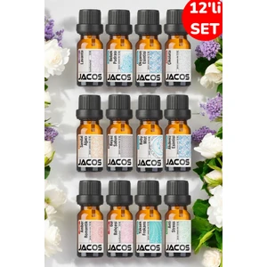 Jacos 12'li Ekonomi Set Esansiyel Uçucu Yağı Buhardanlık Difüzör Esansı Oda Kokusu