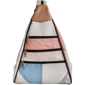 Kadın Hakiki Deri Maymun Model Sırt Çantası - Çok Bölmeli - Açık Ala