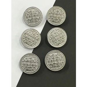 6 Adet 23 Mm (2.3 Cm) Hasır Desenli Gümüş Renk Trençkot Ve Blazer Ceket Düğmesi