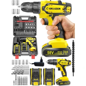 58 V 5 Ah Darbeli Çift Akülü Şarjlı Vidalama Matkap EK-EKC32 Sarı