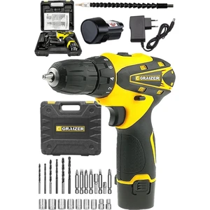 32 V Darbesiz Çift Akülü Şarjlı Vidalama Matkap + 30 Parça Setli Sarı Ar