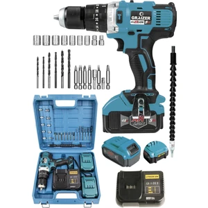48 V 5 Ah 13 mm Metal Mandren Darbeli Çift Akülü Vidalama Matkap + 27 Parça Pro Set Mavi