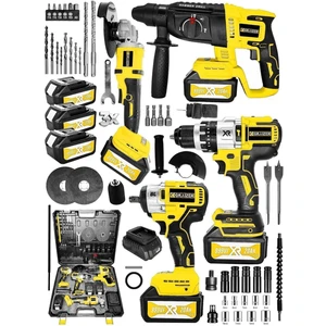 Alman 999 Vf 20 Ah 4 Lü Set Akülü Şarjlı Kırıcı Delici Taşlama Vidalama Somun Sökme Set
