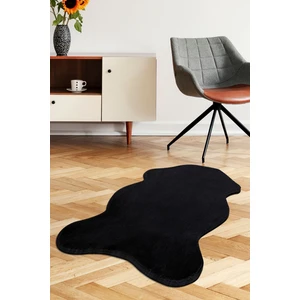 Diji Dekor Peluş Halı Siyah Yıkanabilir Şekilli Kesme Post Yolluk Kilim