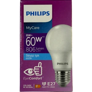 8W (60W) 6500K (Beyaz Işık) E27 Duylu Klasik LED Ampul