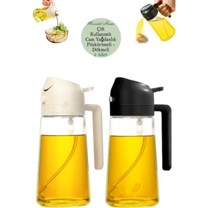 Çift Foksiyonlu Cam Yağdanlık ve Püskürtmeli Sprey Yağdanlık 450 ML Sprey Yağlık Sirkelik | Yeşil-Siyah6